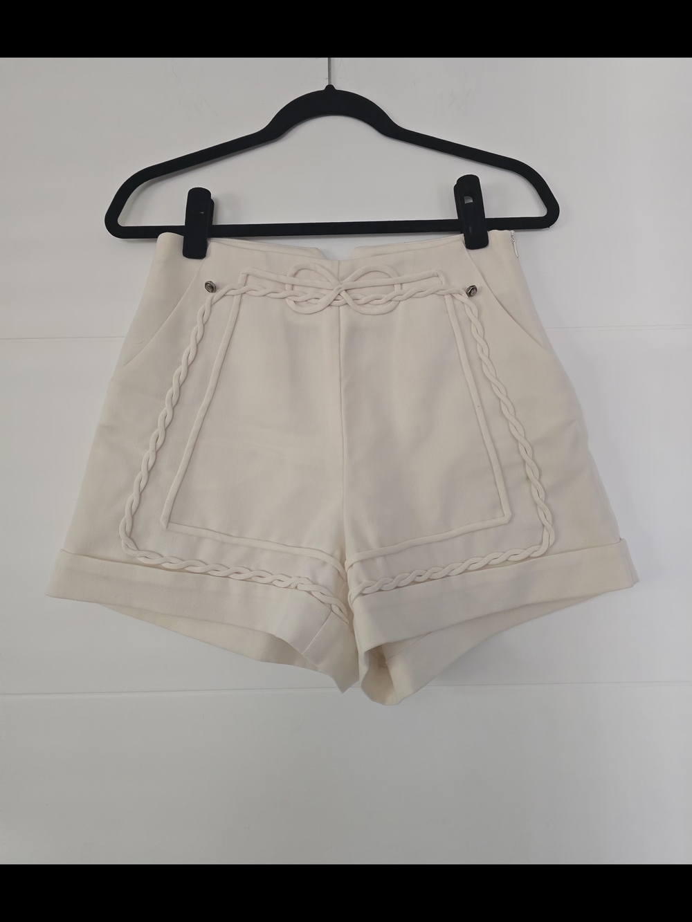 Kloset Red Carpet Ivory Braided High-Waisted Cuffed Shorts Size 6